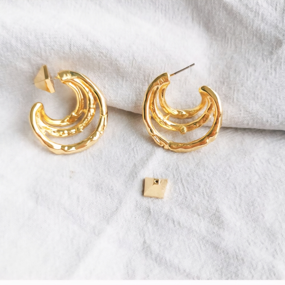Alexis Bittar Gold Textured Hoop Earrings - Picture 3 of 3
